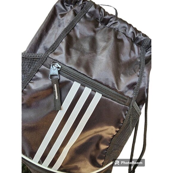 Adidas Backpack Lightweight Black Sackpack Gym School Beach - Picture 2 of 7